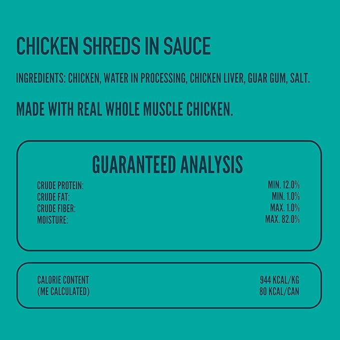 A Strong Heart Canned Wet Cat Food, Chicken Shreds in Sauce -3 oz Cans (Pack of 24), Made in The USA with Real Chicken
