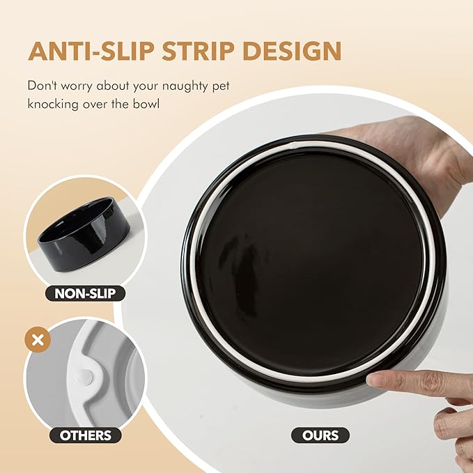 Ceramic 7.3inch Dog Bowl for Medium Breed Dogs, Anti-Slip and Weighted Pet Food and Water Dishes (Single Bowl, Starry Sky)