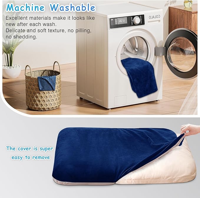 Magic Dog Super Soft Large Dog Bed, 39 Inches Orthopedic Foam Pet Beds with Anti Slip Bottom, Dog Sleeping Mattress with Removable and Washable Cover, Blue L,39'' X 33.5'' X 3.7''