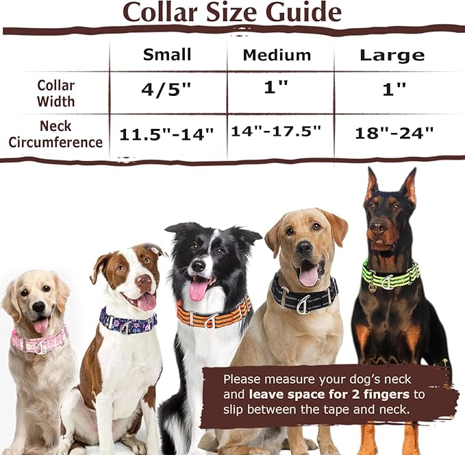 Martingale Collar for Dogs - Reflective Nylon with Padded Comfort & Quick Release Buckle - No Slip Choke Heavy Duty Collar for Safe Training, Walking & Nighttime Use Red M