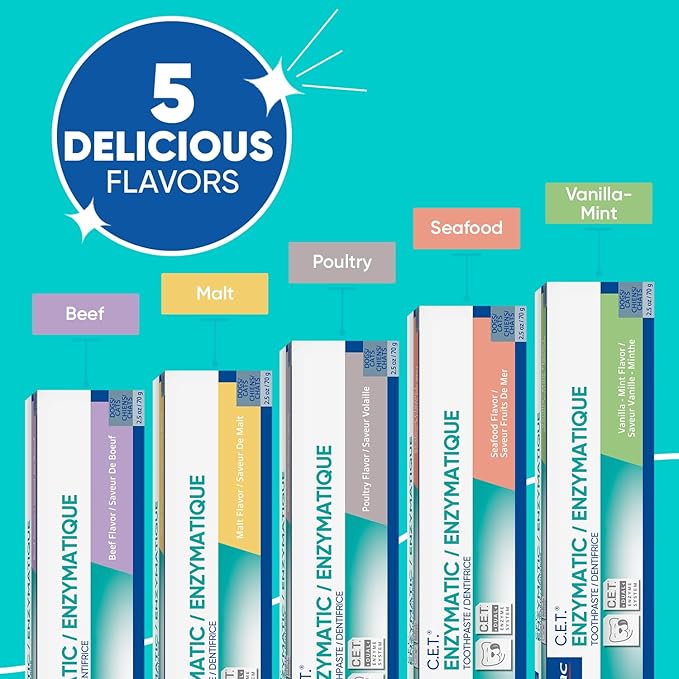 Virbac C.E.T. Enzymatic Toothpaste Eliminates Bad Breath by Removing Plaque and Tartar Buildup Best Pet Dental Care Toothpaste Vanilla Mint Flavor 2.5 Oz Tube