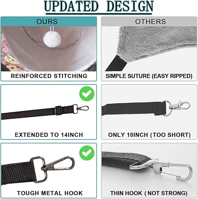 JSPYFITS Cat Cage Hammock,Double Layer Hanging Adjustable Soft Pet Bed Suitable for Kitten Ferret Puppy Rabbit or Small Pet,Hanging Bed for Pets,2 Level Indoor Bed for Any Season Pink Cat