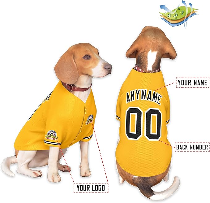 Custom Dog Baseball Jersey with Name Number Logo for Small Pet Dogs-Personalized Dog Shirts
