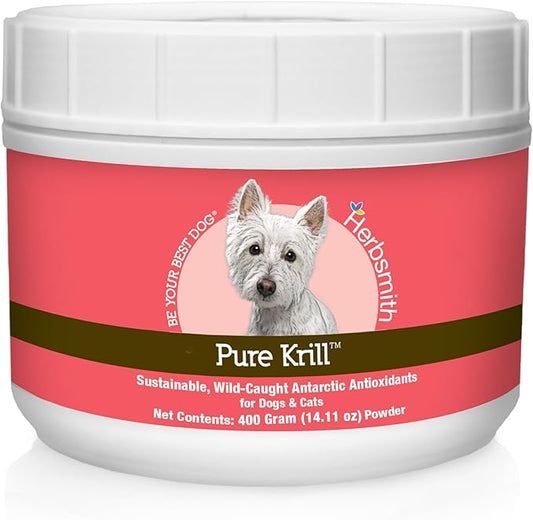 Herbsmith Pure Krill - Wild-Caught Antarctic Krill - Just 1 Ingredient - Astaxanthin for Dogs - Ready-to-Use Omega 3s – Alternative to Krill Oil for Dogs - 400g