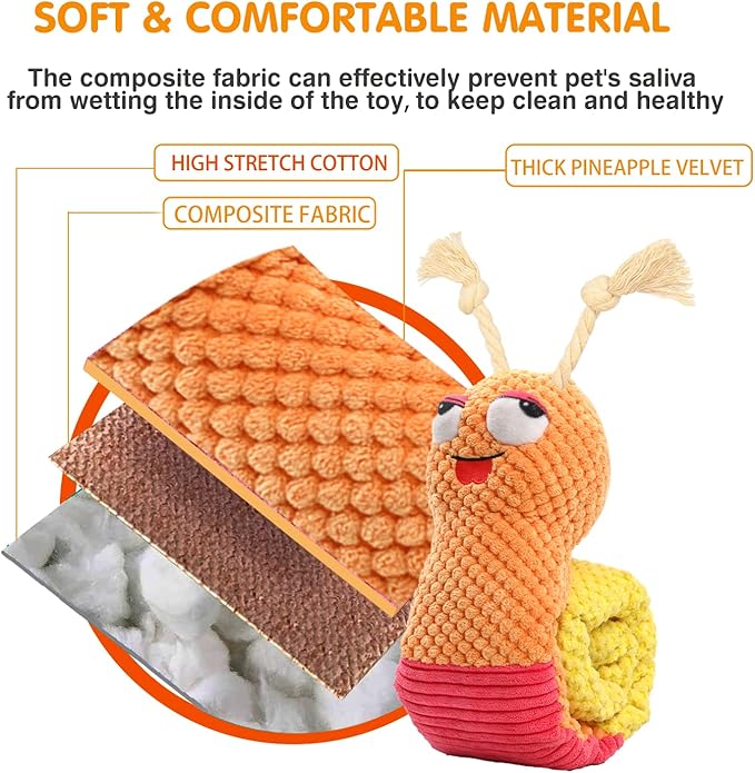 Dog Enrichment Toys - Dog Puzzles Squeaky Treat Dispensing Crinkle Plush Snuffle Toys - Treat Toy for Small Medium Large Breed Puppy, Snail