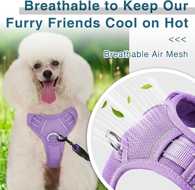 BARKBAY Dog Harness No Pull with ID Tag Pocket - Heavy Duty, Reflective, Easy Control for Large Dogs(Violet Purple,XS)