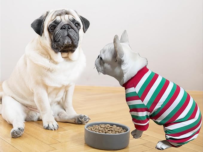 Dog Pajamas Cotton Striped Pet Jumpsuit, Breathable Comfy Pjs for Puppy and Cat, Dog Christmas Pajamas Shirts for Small Large Dogs Onesie Boys and Girls