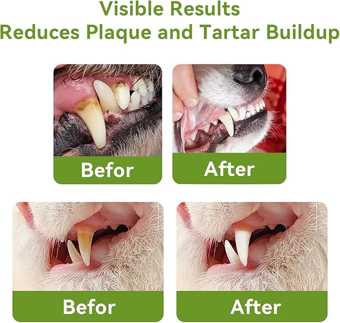 Dog Teeth Cleaning Powder, Dog Denatl Powder,Dog Breath Freshener, Plaque Off Pet Tooth Cleaning for Dogs and Cats，Herbal Blend+5 Probiotics, Bad-Breath Oral Care, All Breeds-180g