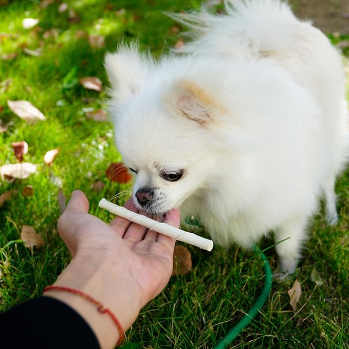 MON2SUN Dog Rawhide Twist Sticks Natural 5 Inch Thin Sticks Rawhide Chews Treats for Puppy and Small Dogs 120 Count
