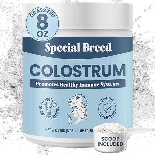 Special Breed Bovine Colostrum for Dogs and Cats, Immune Support Supplement for Allergy and Itch Relief, Grass Fed Colostrum Powder (240 Grams)
