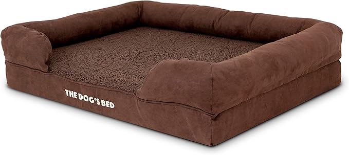 The Dog’s Bed, Large Brown Plush, Memory Foam, Pain Relief: Arthritis, Hip & Elbow Dysplasia, Post Surgery, Lameness, Supportive, Calming, Waterproof Washable Cover