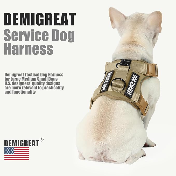 Demigreat Service Dog Harness, Reflective Dog Vest Harness with 5 PCS Patches, Adjustable Soft Oxford Pet Harness, Inner Layer Mesh, Easy to Control for Small Medium Large Dogs