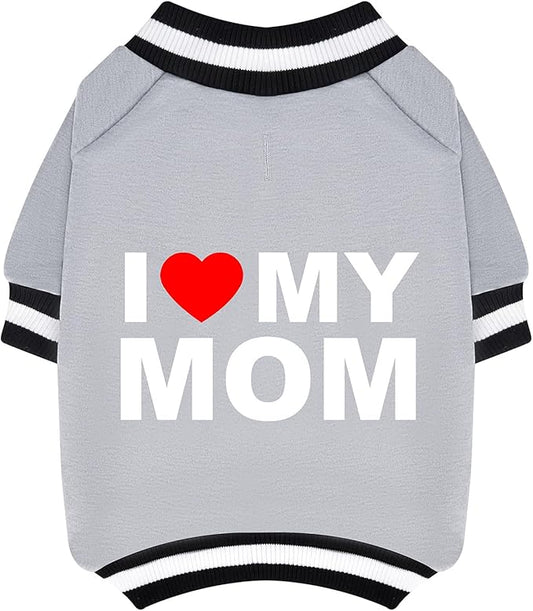 GreenJoy Cute Dog Sweater - Stretchy Dog Pullover Sweatshirt,Soft and Warm Winter Clothes for Boy & Girl Dogs,Suitable for Puppies & Adult Dogs (Light Grey (I Love My Mom), Medium)