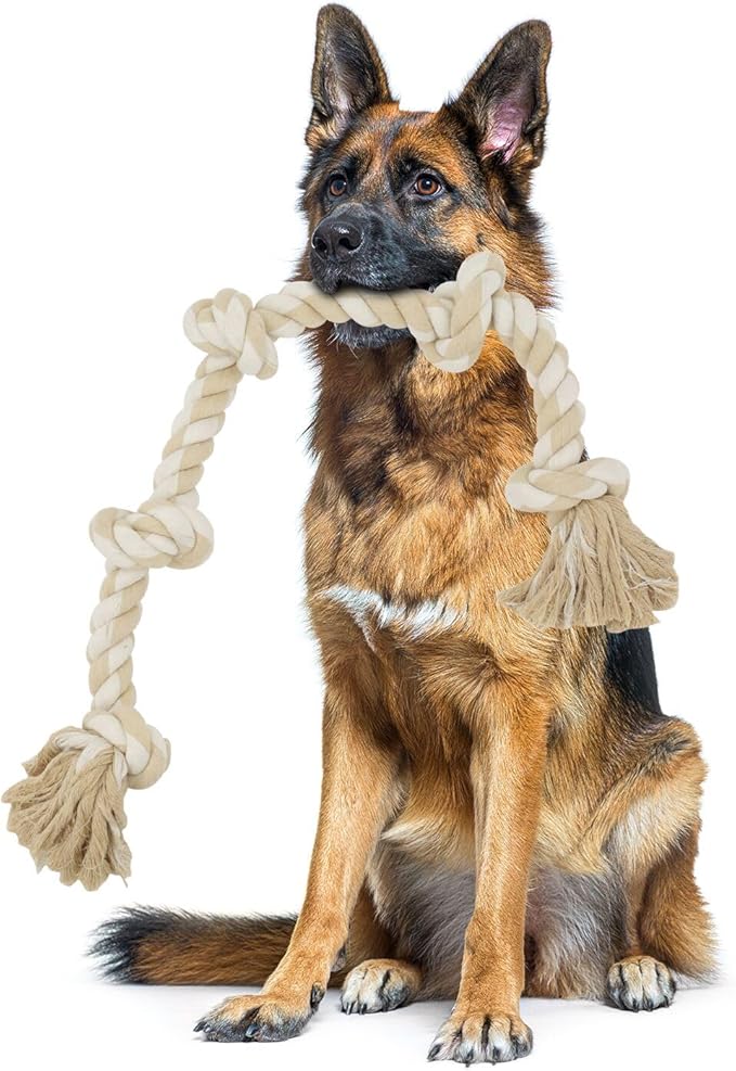 Bmag Dog Toys for Aggressive Chewers, Tough Rope Chew Toys for Medium Large Dogs,Heavy Duty Tough Dog Tug of War Toy with 5 Knots for Teeth Cleaning