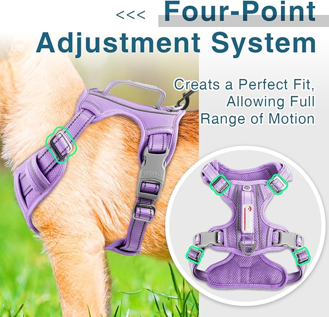 BARKBAY Dog Harness No Pull with ID Tag Pocket - Heavy Duty, Reflective, Easy Control for Small Dogs(Violet Purple,S)