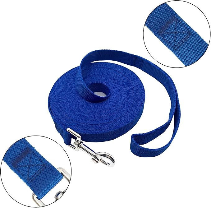 PETGOGO 15ft 20ft 30ft 40ft 50ft Long Dog/Puppy Lead Obedience Recall Training Dog Leashes for Small Medium Dogs Camping, Training, Play, or Backyard (Blue, 1" x 40FT)