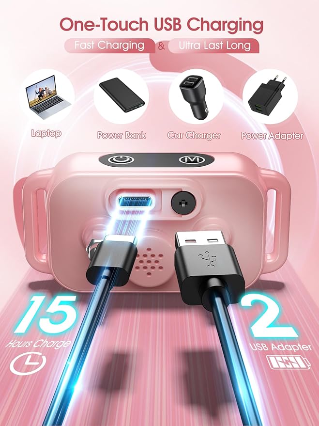 DINJOO Dog Bark Collar for Large/Medium/Small Dogs | Rechargeable Smart AI Anti-Barking Training Collar with 8 Adjustable Sensitivity, Beep & Vibration Modes | Solves Excessive Barking - Rose Pink