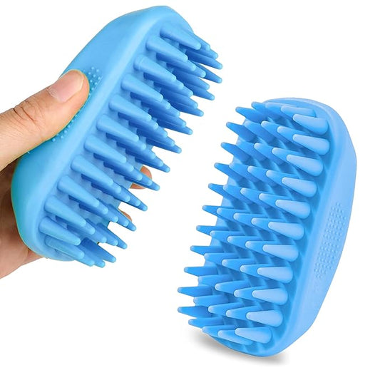 Dog Shampoo Brush & Dog Shower Brush, Upgraded Pet Grooming Bath Brush with Soft Silicone Bristles, Adjustable Handle Massage Comb for Long & Short Hair Dogs and Cats