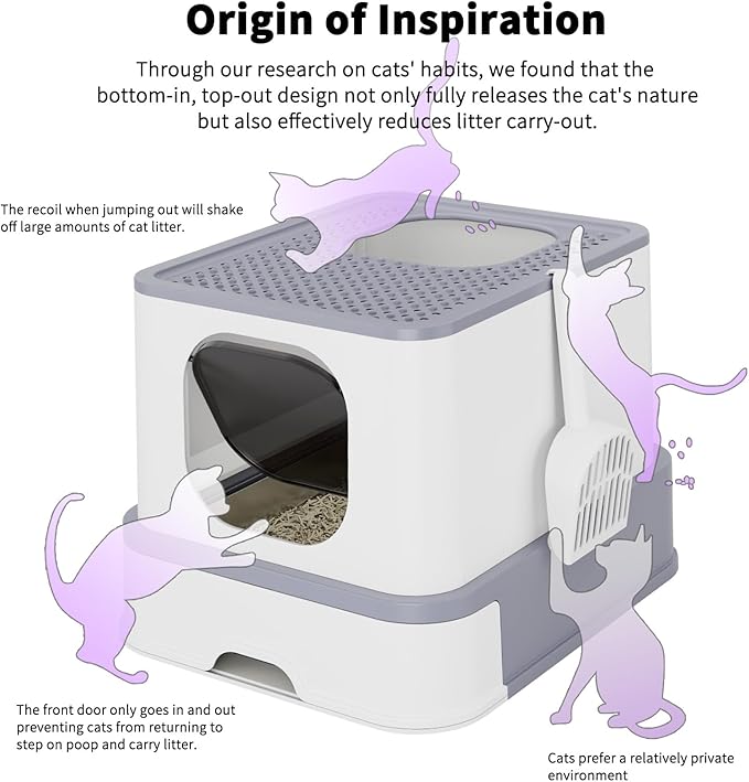 RIZZARI Stainless Steel Cat Litter Box: Large Leak-Proof Odor-Free Design - XL Gray - for Indoor Cats Pet Owners Solution