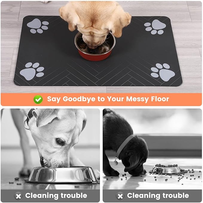 Pet Feeding Mat-Absorbent Pet Placemat for Food and Water Bowl, with Waterproof Rubber Backing, Quick Dry Water Dispenser Mat for Dog and Cat(Christmas, 12"x20")