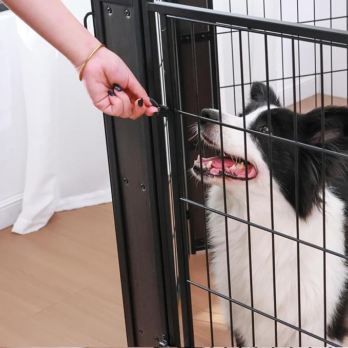 Heavy Duty Dog Playpen 32 Inch Height - Indoor Outdoor Pet Fence Enclosure for Medium and Small Dogs - Foldable Puppy Exercise Pen for Indoor and RV Camping or Yard (6 Panels, 32" H (Black))