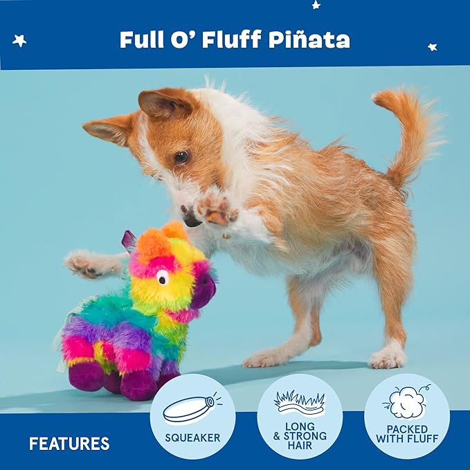 Barkbox Squeaky Dog Toys - Plush and Squeak Chew Toys | Puppy and Pet Toys for Small Dogs (Full O' Fluff Piñata, Small Dog)