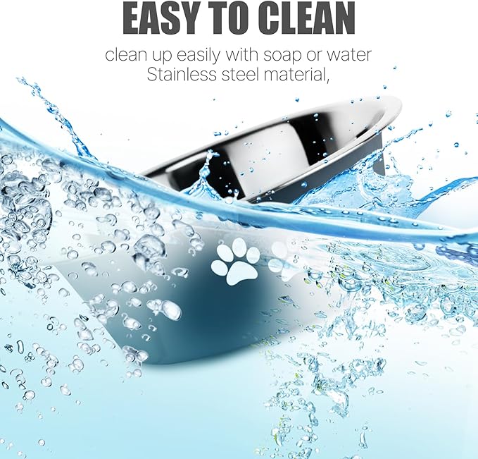 Stainless Steel Dog Bowls, Nonslip Rubber Bottom No Spill Proof Skid Metal Insulated Dog Bowls for Large Medium Small Breed Dogs (Grey, 8.5 Cups/71 OZ)