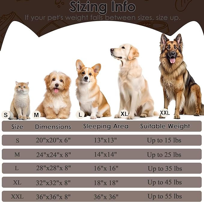 Dog Beds Large Sized Dog and Cats, 32in Pet Beds for Large Pet, Washable Indestructible Extra Large Dog Bed (Coffee)