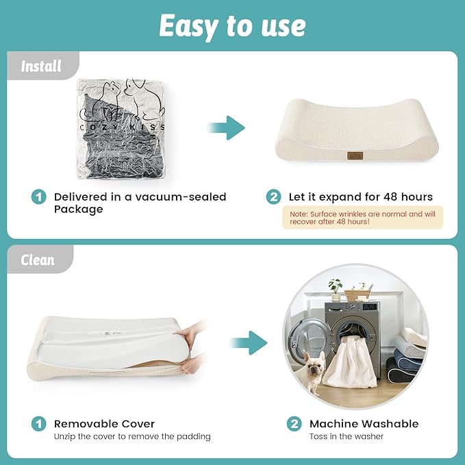 Orthopedic Dog Bed for Small Dogs up to 35 lbs - Removable Washable Cover with Waterproof Lining & Non-Skid Bottom, Cotton-Polyester Blend Boat-Shaped Lounger Mattress, S(30x20x5in), Beige