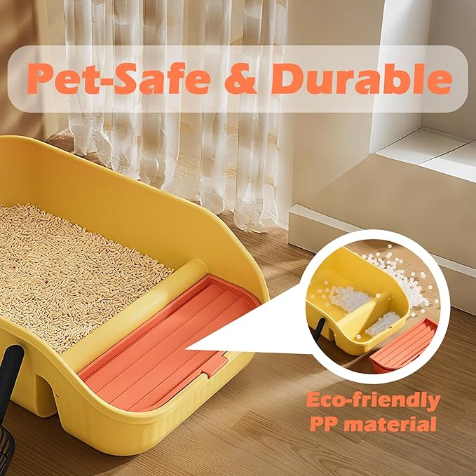 Extra Large Cat Litter Box with High Sides,Anti-Splashing Cat Litter Pan,Jumbo XL Kitty Litter Box with Anti-Leakage Top Low Entry for Indoor Big Cats,Multi-Cats & Senior Cats (White)