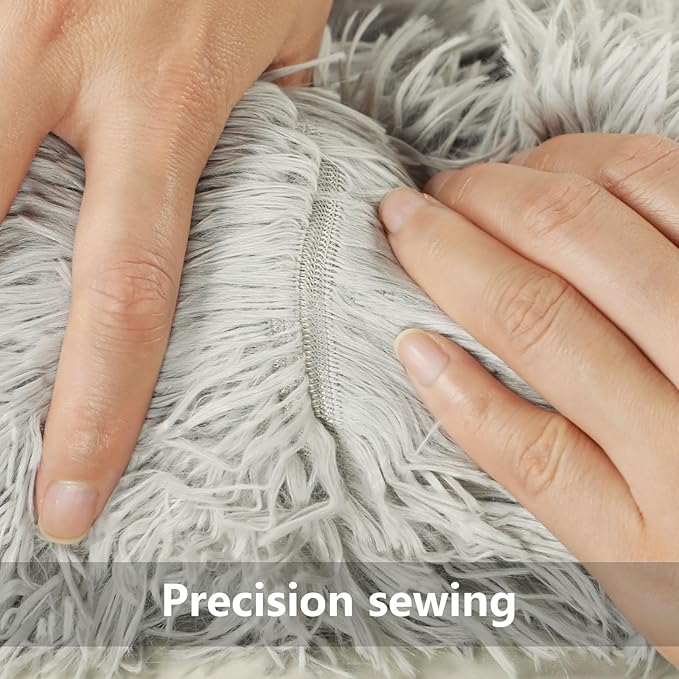 Dog Beds for Small Dogs Round Cat Beds for Indoor Cats Pet Bed for Puppy and Kitten with Slip-Resistant Bottom Plush Donut Cat Bed, Light Grey (38cm)