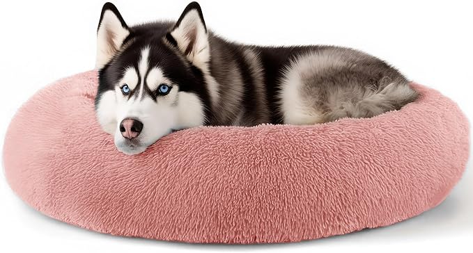 Extra Large Dog Beds, 36 Inch Human Dog Anxiety Relief Squishmallow Comfort Bed, Indestructible & Chew Proof Pet Beds (Pink)