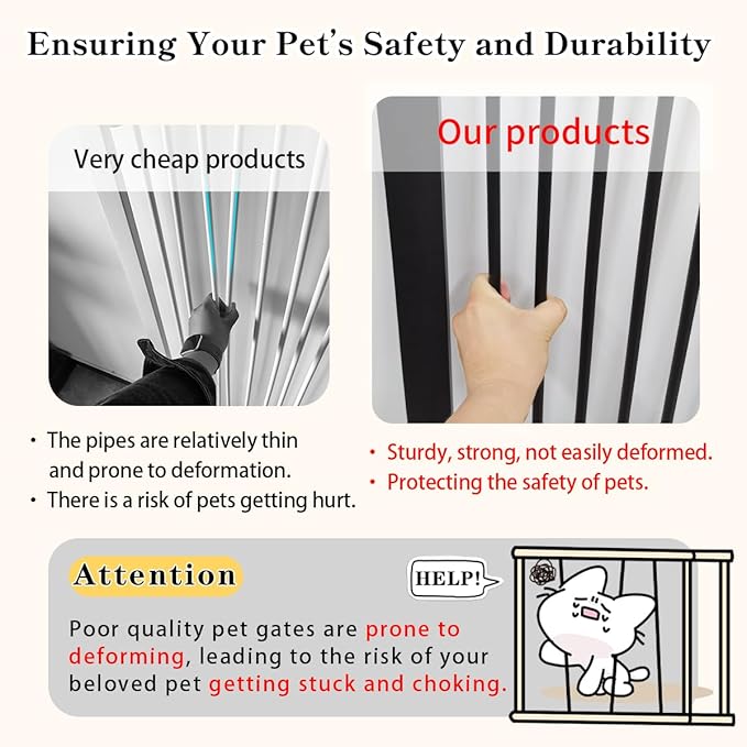 Lumizone Extra Tall Cat Gate 61.02" High Pressure Mounted Extra Wide 2025 New (17 Sizes) 1.37" Gap No Drilling Auto-Close One-Handed Operation Tall Pet Gate for Dogs(Black, 59.45"-63.38"/151-160.5CM)