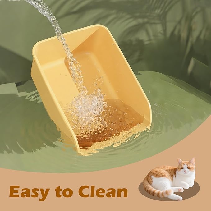 Large Cat Litter Box with High Sides,Cat Boxes for Indoor Cats,Cat Litter Pan for Kitty,Litter Box with Low Entry,Anti-Splashing,Easy to Clean (Yellow)