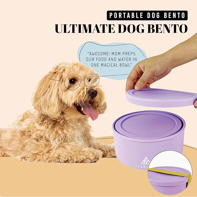 AVERYDAY 50 Oz Travel Dog Bowls with Lids, 2-in-1 Portable Pet Bowls for Food and Water, Leakproof Travel Dog Food & Water Bowl for Outdoor, Camping, Travel Dog Feeding Bowl, Daycare Pet Bowls