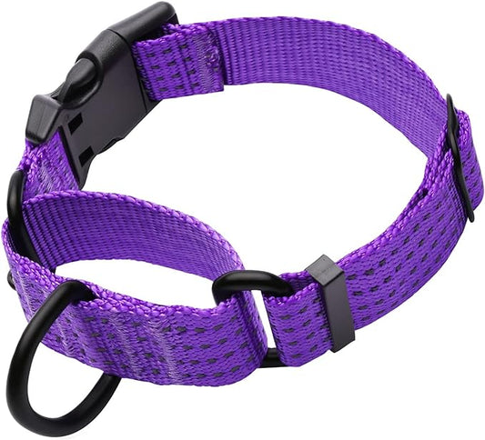 Martingale Collar for Training Dogs. Adjustable Reflective Dog Collars with Buckle- Prevents Slipping Out, for Medium Large XL Dogs. Helps with Strong pullers(S, Purple)