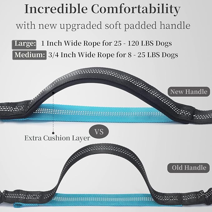 iYoShop Hands Free Dog Leash with Zipper Pouch, Dual Padded Handles and Durable Bungee for Walking, Jogging and Running Your Dog (Medium, 8-25 lbs, Black)
