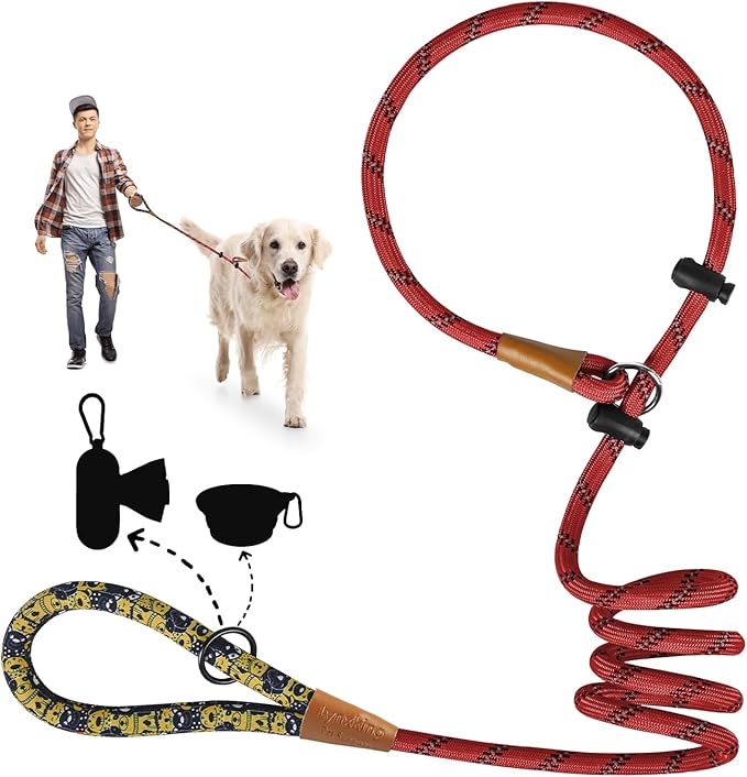 lynxking Slip Lead Dog Leash Reflective, Heavy Duty Comfortable Strong Rope for Large Medium Small Dogs No Pull Pet Training (Red, Large 1/2in x 6ft-Slip Lead)