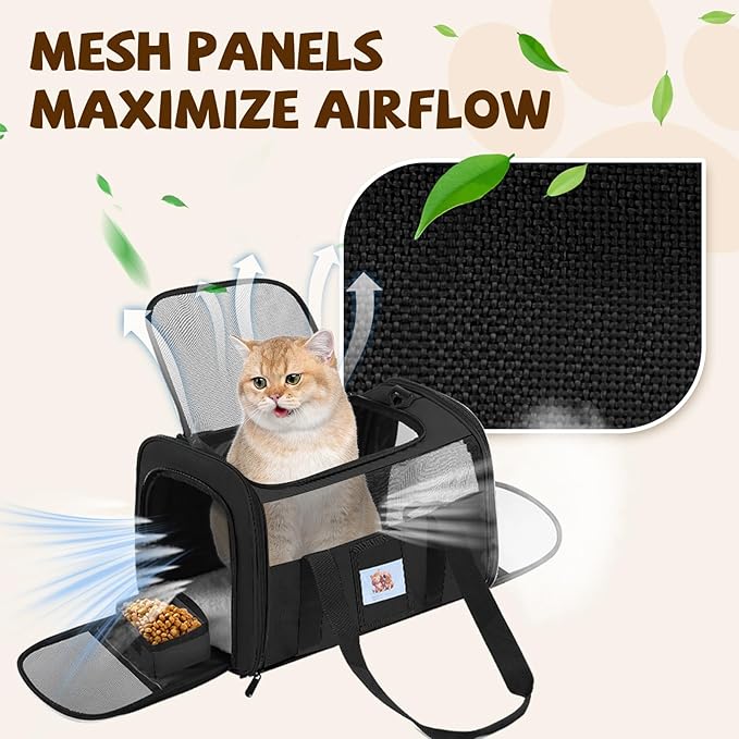 Cat Carrier, Dog Carrier for Small Dog Medium Cats,Pet Travel Bag Puppies up to 15 Lbs,TSA Airline Approved Cat Carrier Soft