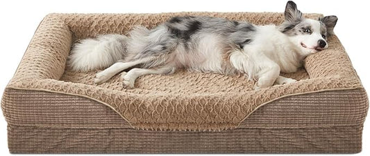 INVENHO Orthopedic Large Dog Bed, Egg-Crate Memory Foam Dog Couch with Washable Removable Cover, Waterproof Lining and Nonskid Bottom