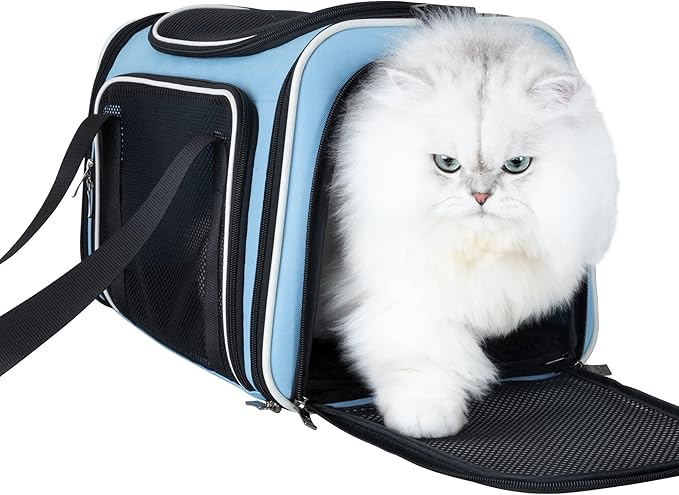 petisfam Pet Carrier Bag for Medium Cats and Puppy. TSA Airlined Approced. Easy Vet Visit, Airline Approved, Top Loading, Easy Storage