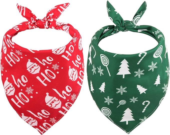 2 Pack Christmas Dog Bandanas, for Dog, Pet Scarf for Boy Girl, Holiday Bandana Bibs Handkerchief for Medium Large Dogs