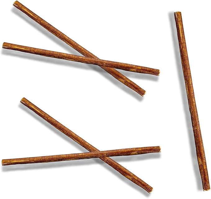 Jack&Pup 12 Inch Skinny Bully Sticks for Small Dogs | Thin Odor Free Bully Sticks Sheaths | All Natural, 100% Beef Pizzle Sticks for Seniors and Puppies (Skinny, 12 Pack)