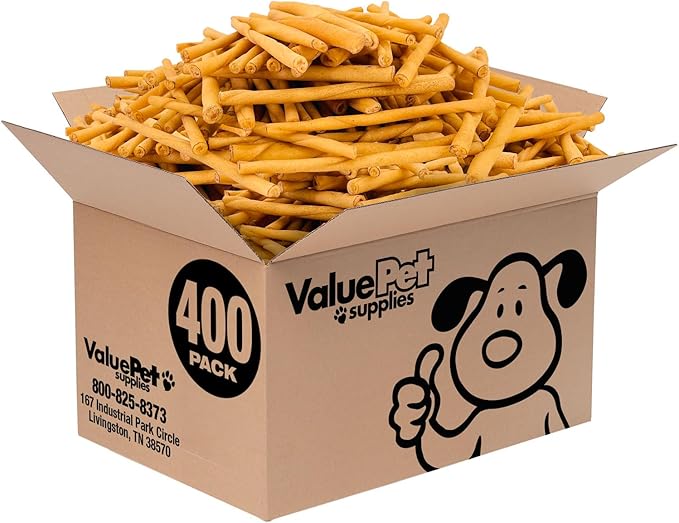 ValueBull USA Rawhide Twists for Small Dogs, 5 Inch, Smoked, Varied Thicknesses, 500 Count Bulk Pack - Natural & Safe, USA Beef Hide, Long Lasting, Chemical Free, No Artificial Flavors