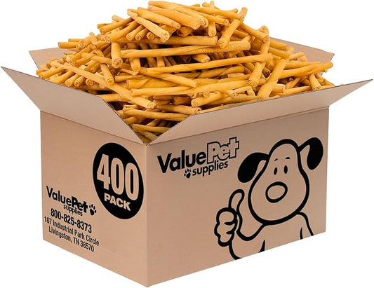 ValueBull USA Rawhide Twists for Small Dogs, 5 Inch, Smoked, Varied Thicknesses, 500 Count Bulk Pack - Natural & Safe, USA Beef Hide, Long Lasting, Chemical Free, No Artificial Flavors