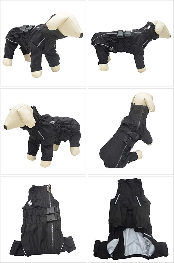 Dogs Waterproof Jacket, Lightweight Waterproof Jacket Reflective Safety Dog Raincoat Windproof Snow-Proof Dog Vest for Pugs English French Bulldog American Pit Bull Black B-S