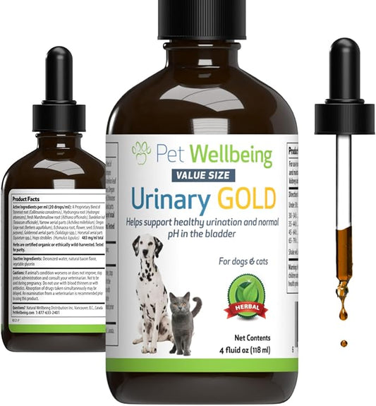 Pet Wellbeing Urinary Gold for Dogs - Supports Urinary Tract Health, Normal Frequency, Healthy Immune Response, Stoneroot, Hydrangea - Vet-Formulated Herbal Supplement 4 fl oz (118 ml)