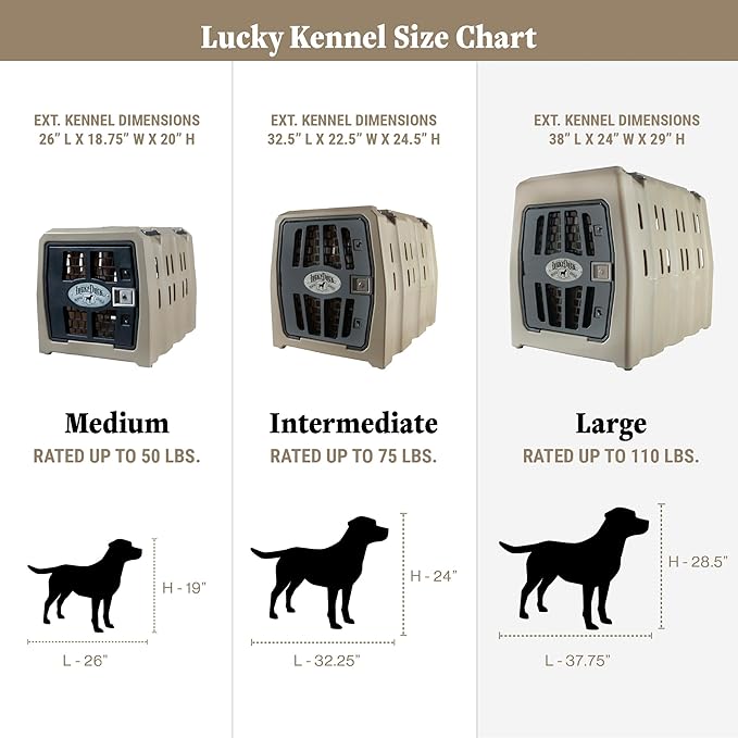 Lucky Dog Kennel, Durable Crash Tested Portable Dog Crates, Large, Tan