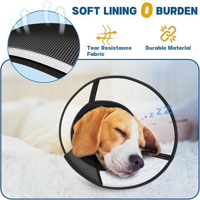 Soft Dog Cone Collar to Stop Licking, Comfortbale Cones for Dogs After Surgery, Adjustabl Dog Recovery Collar for Large Medium Small Dogs