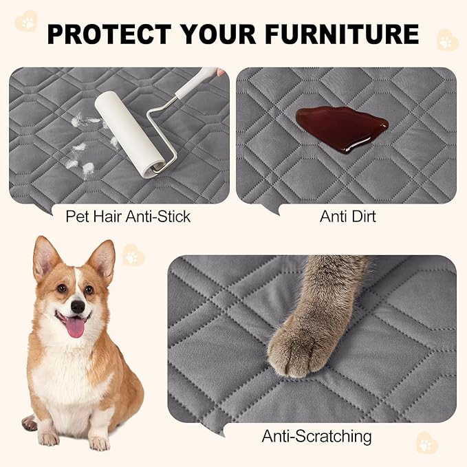 Smiry Waterproof Dog Blanket, 40x50 Inch Soft Pet Bed Cover Reversible, Washable Sofa Couch Furniture Protector for Small Medium Large Dog Puppy Cat, Grey/Dark Grey